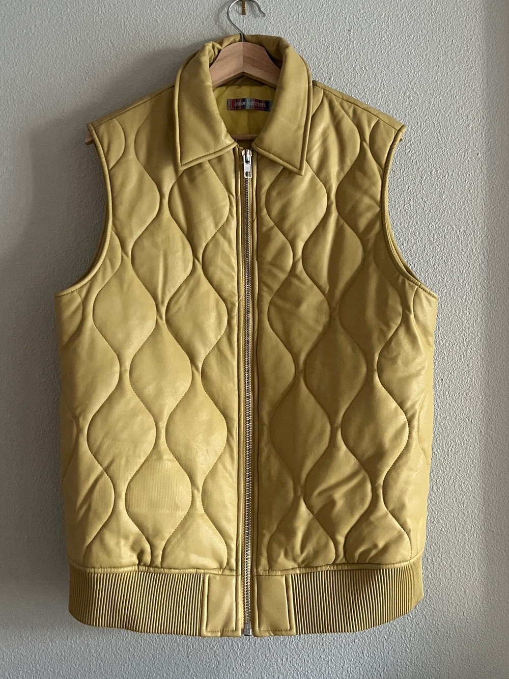 Urban Outfitters Quilted Sleeveless Vest in Mustard Yellow